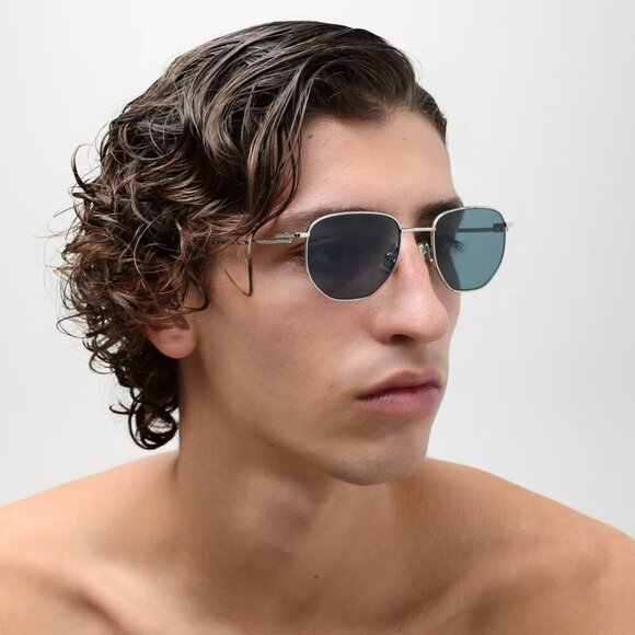 Bottega Veneta BV1301S 004 BRAND NEW Sunglasses Silver Green Panthos Unisex - Picture 5 of 12